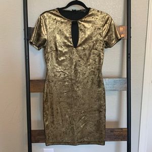 Gold suede-look dress | M